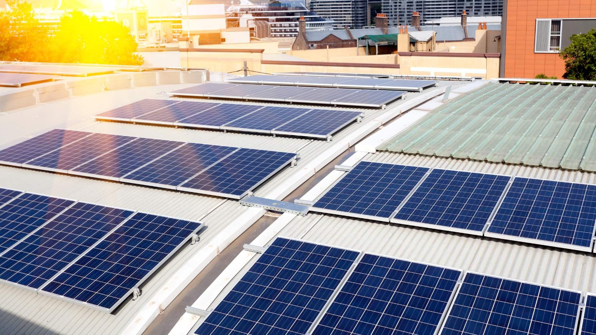 Solar panels on a rooftop